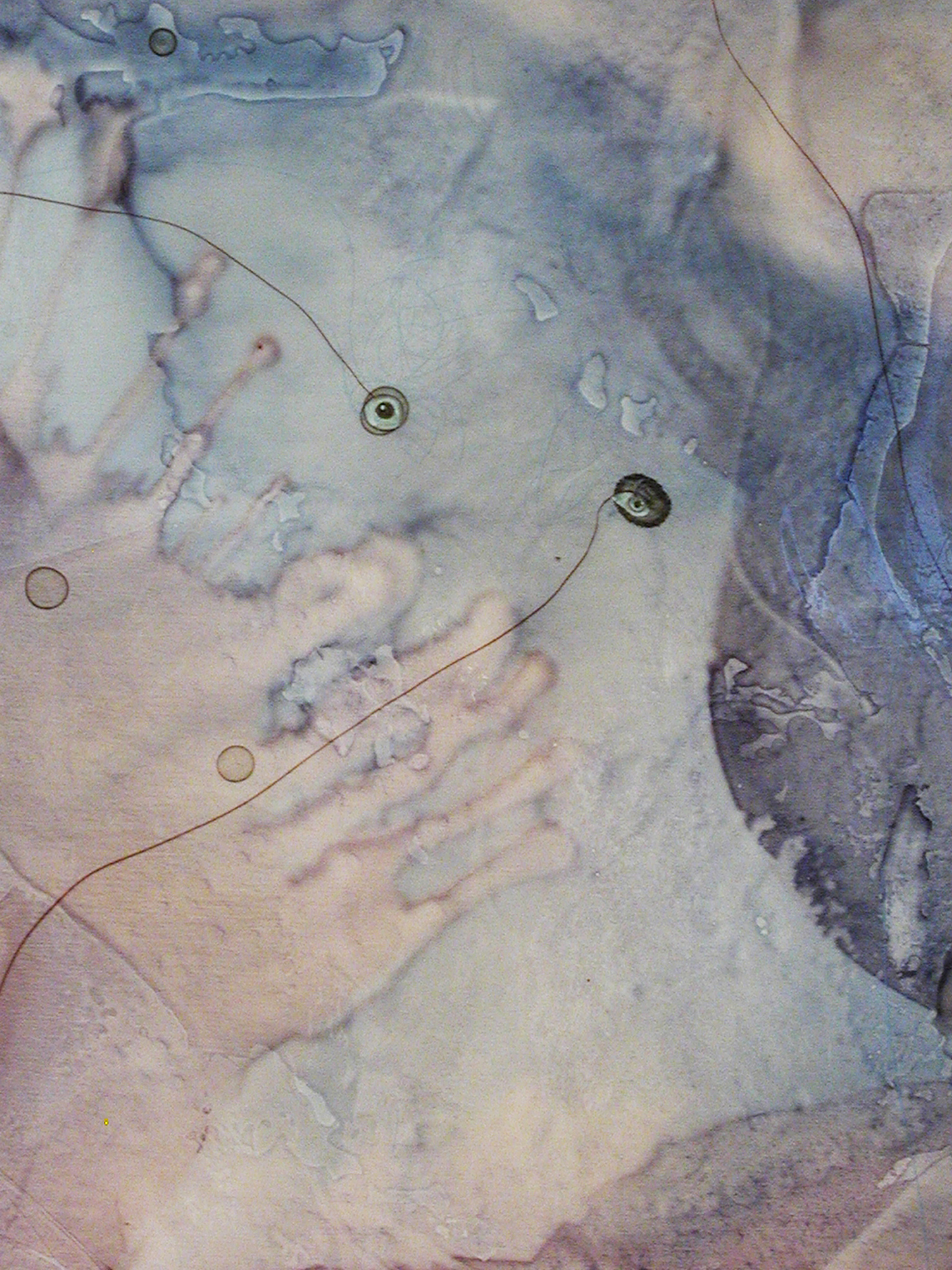 Ribera, detail, 84" x 72", 2002, watercolor, acrylic, ink, crayon, pencil on canvas