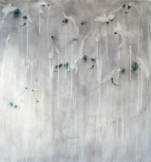 Galerna, 2000, 49.5" x 48" acrylic, graphite, copper wire, copper pencil on canvas
