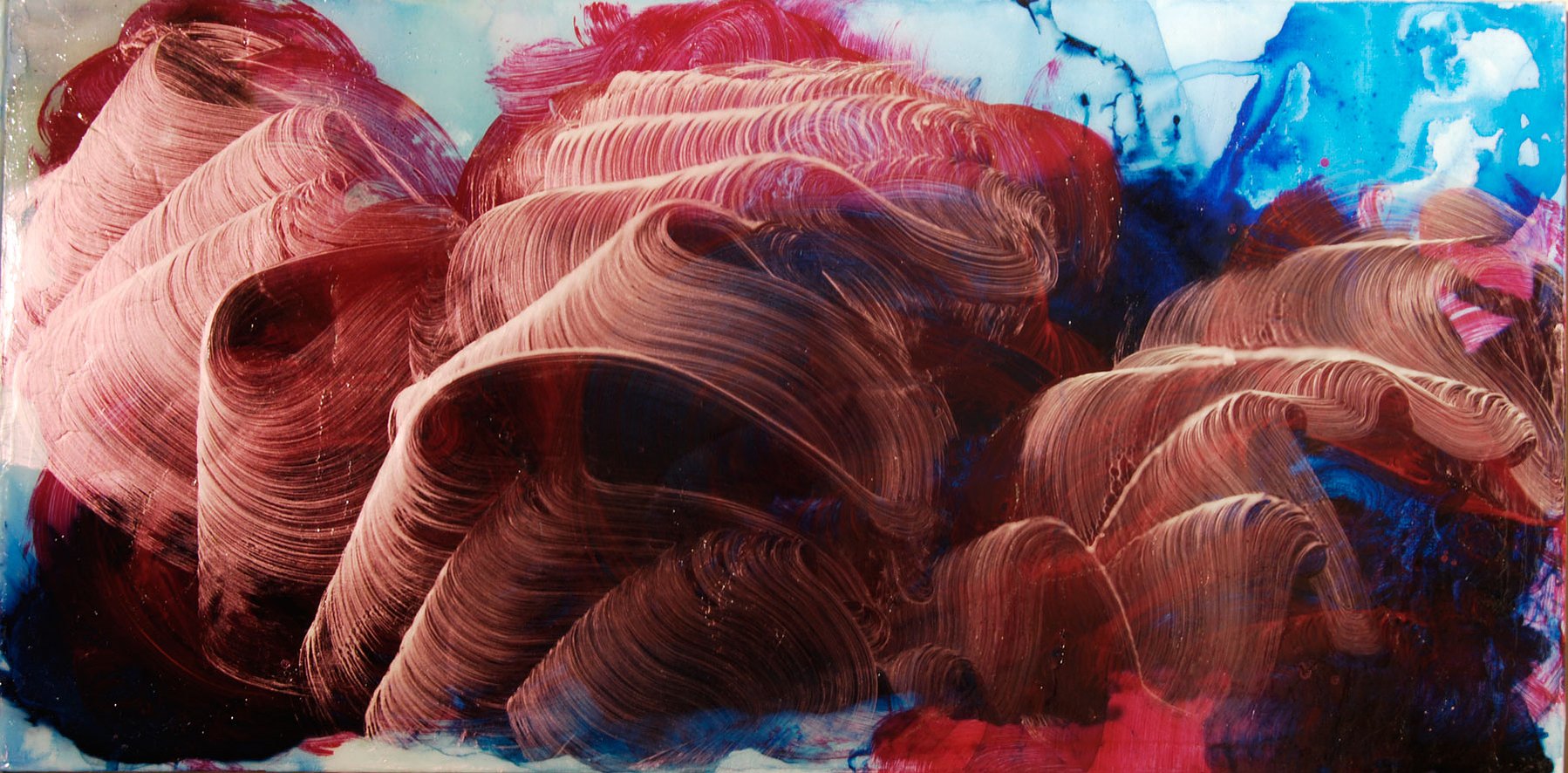 My first time: entangled , 2012, 18” x 36”, mixed medium on canvas