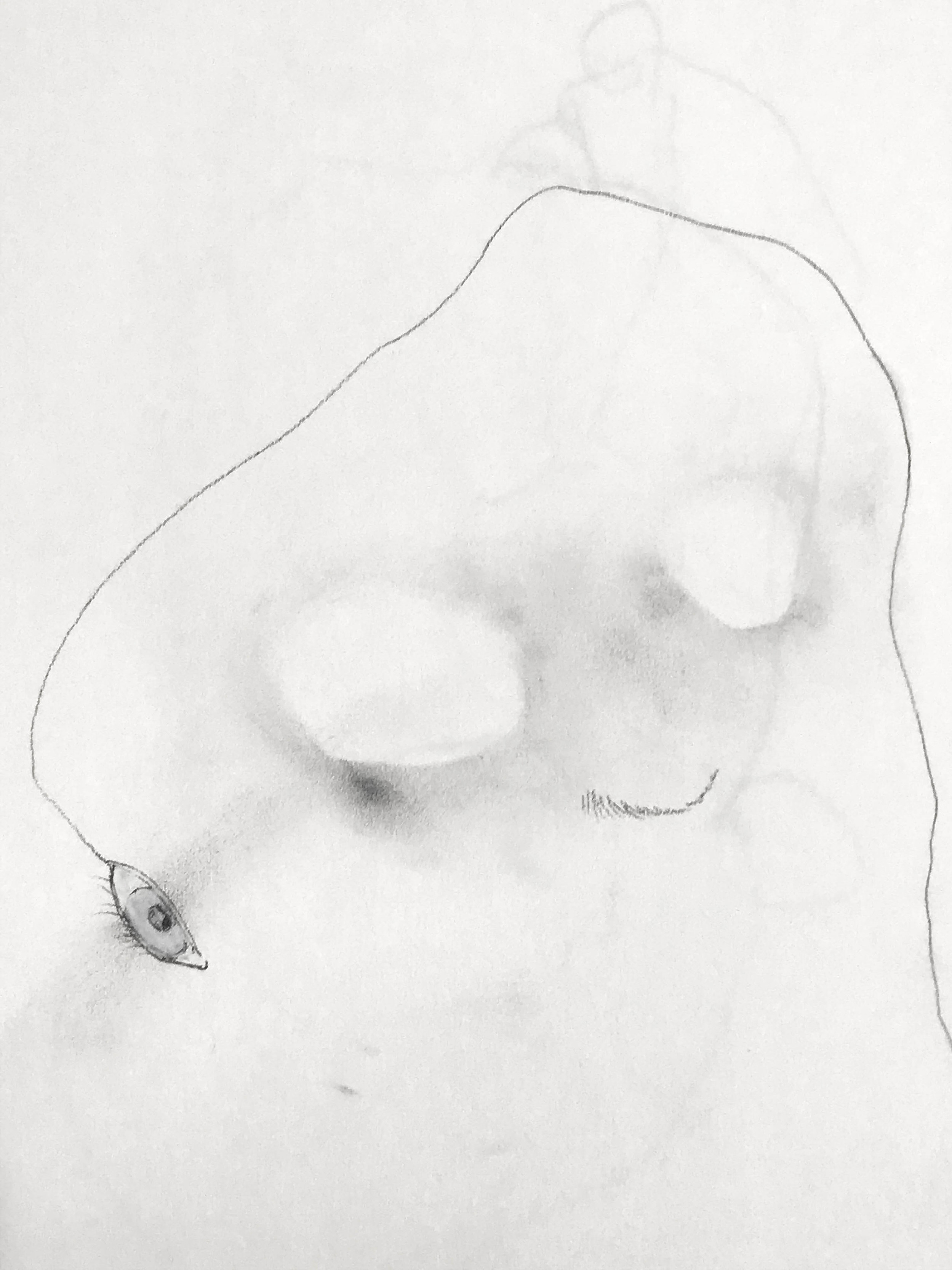 untitled figure, 10"x7", 2014, charcoal, pastel on watercolor paper