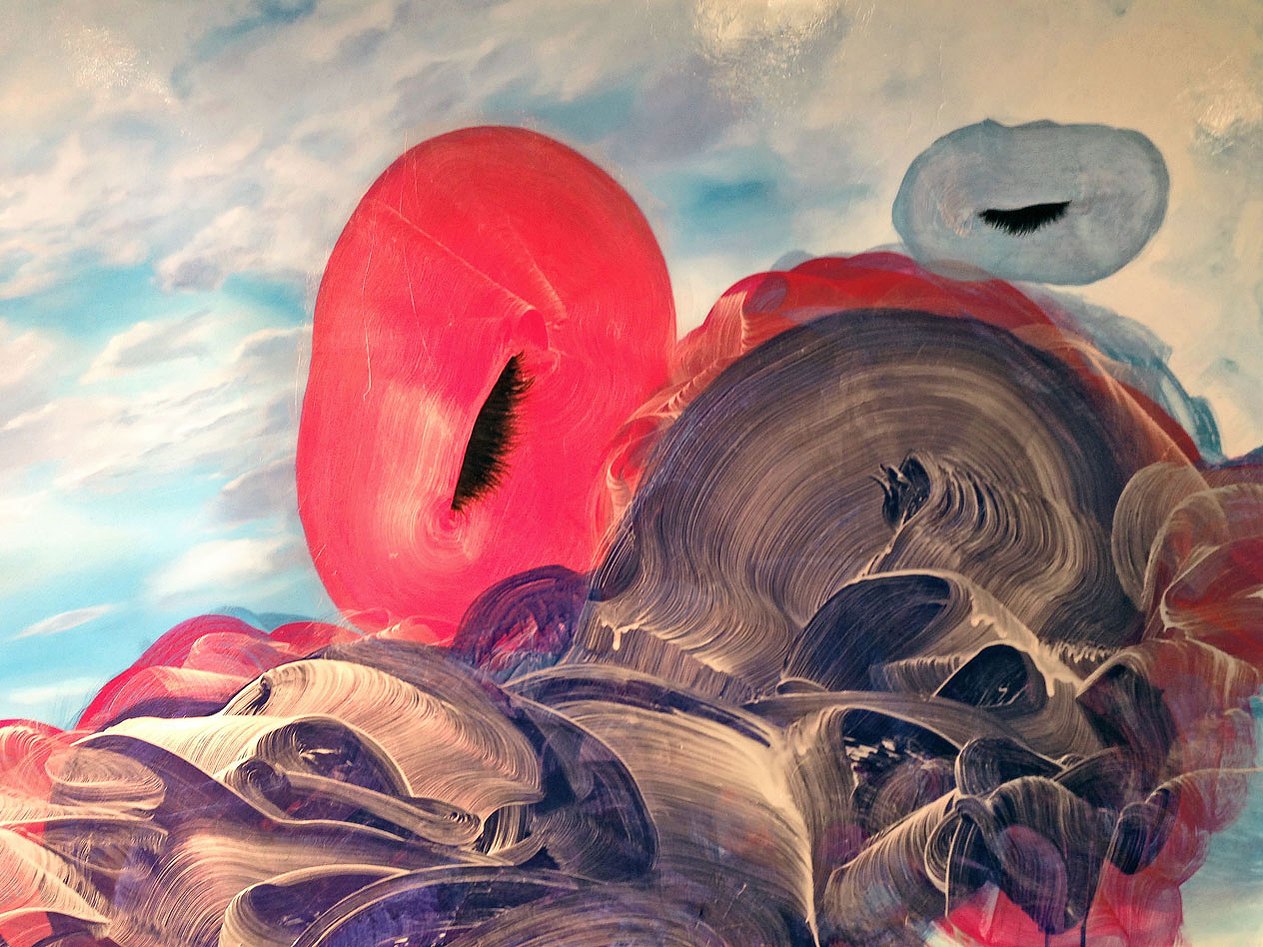 Living with (only) one eye opened, detail, 2012, 60 in x 73in, acrylic, watercolor, ink on yupo paper