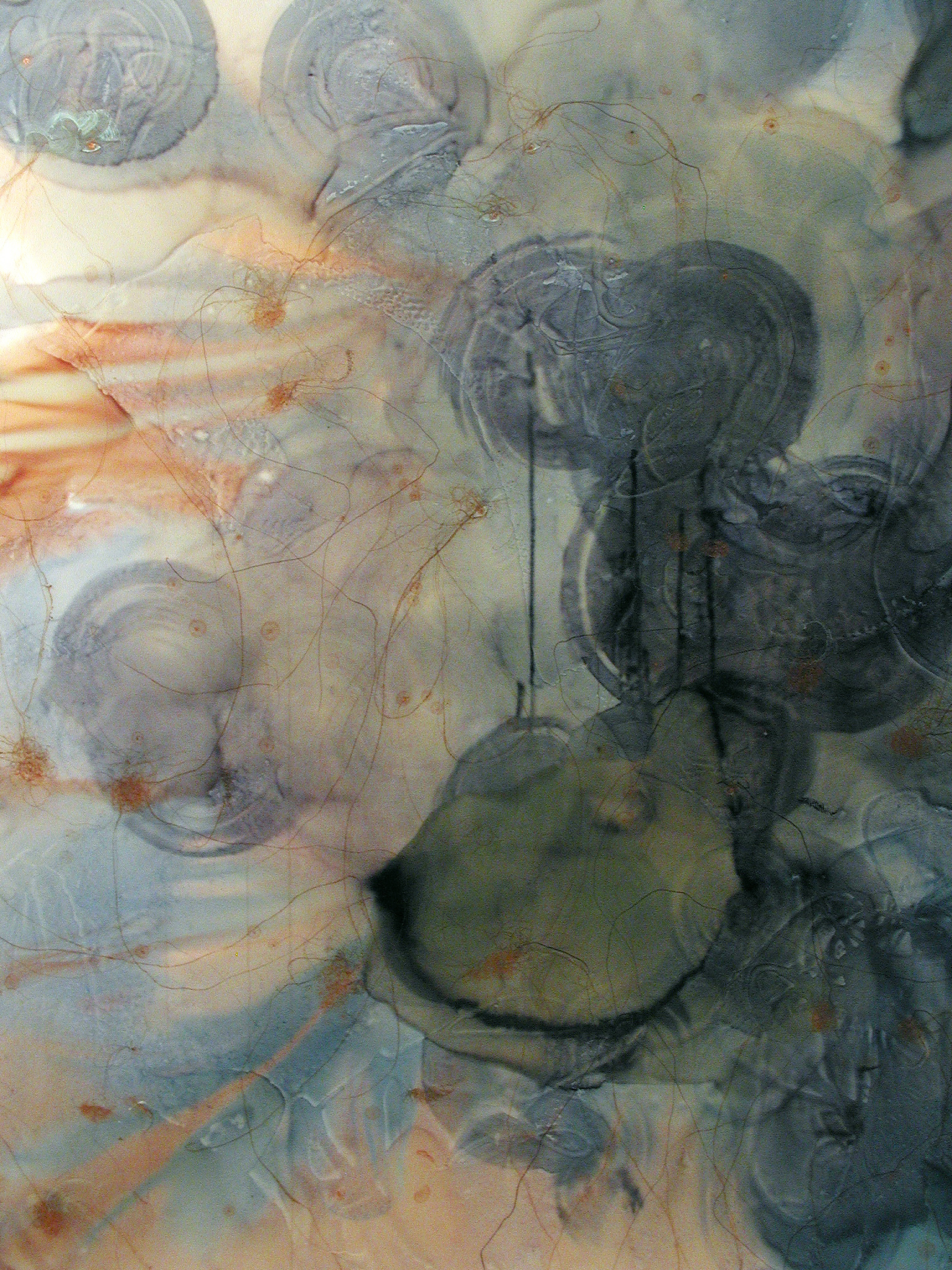 Costra Caliza, 84" x 72", 2002, watercolor, acrylic, ink, crayon, pencil on canvas