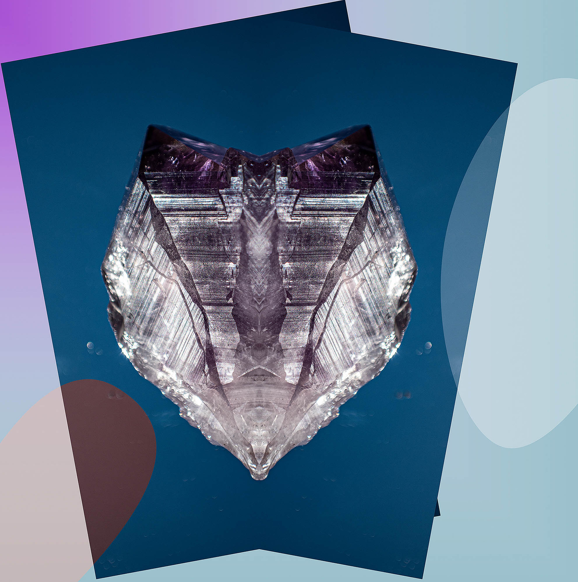 Amethyst point, 2019, 48'' × 48" Digital art, Fuji Crystal DP II Photo Print under ¼" (8 mm) thick Acrylic Glass with aluminum Dibond backing