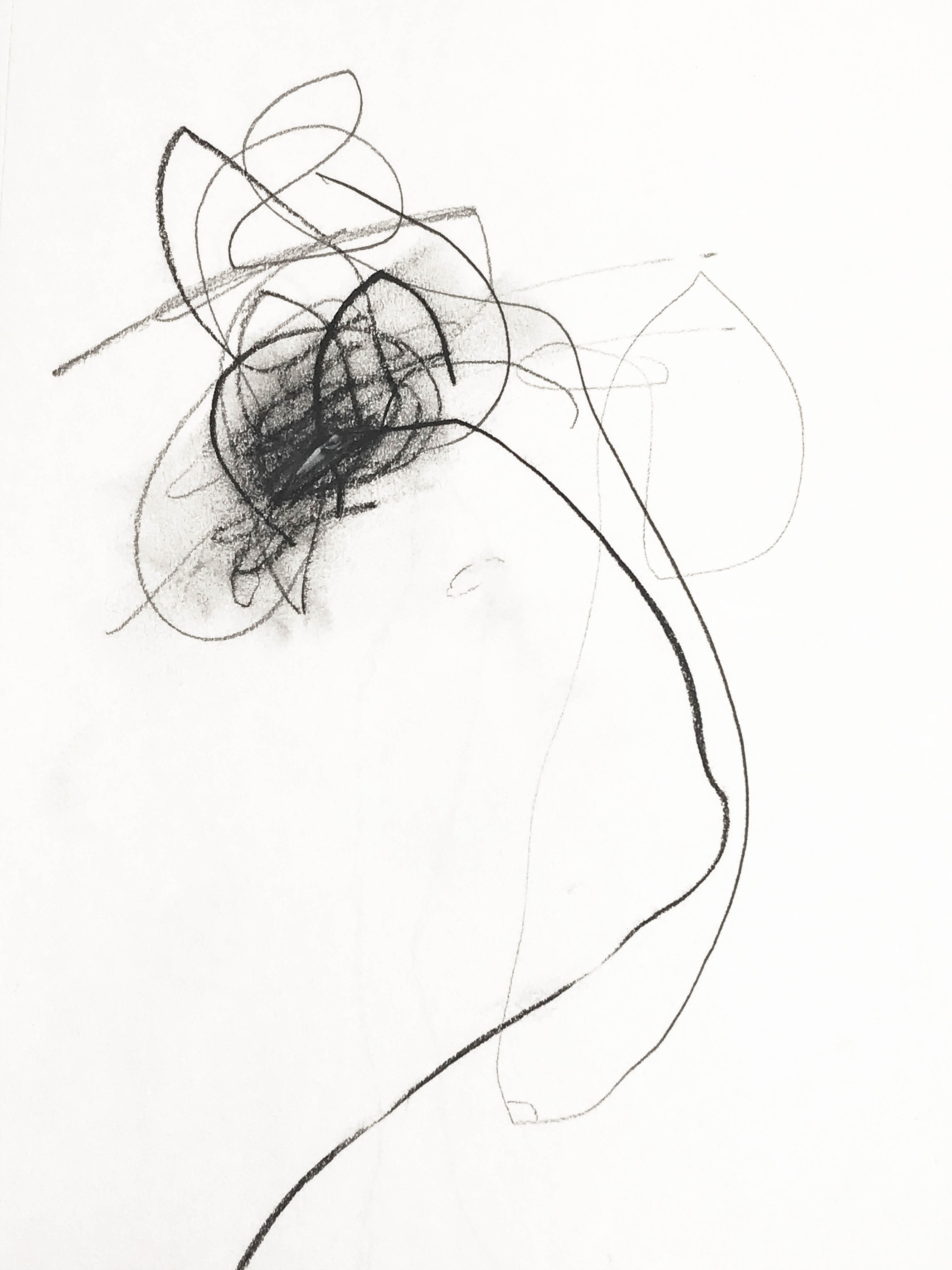 untitled figure, 10"x7", 2014, charcoal, pastel on watercolor paper