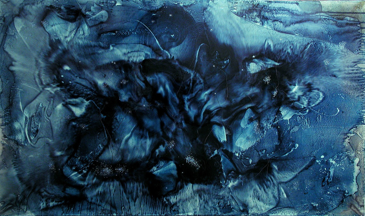 Marea Alta II, 46" x 78", 2002, watercolor, acrylic, ink on linen