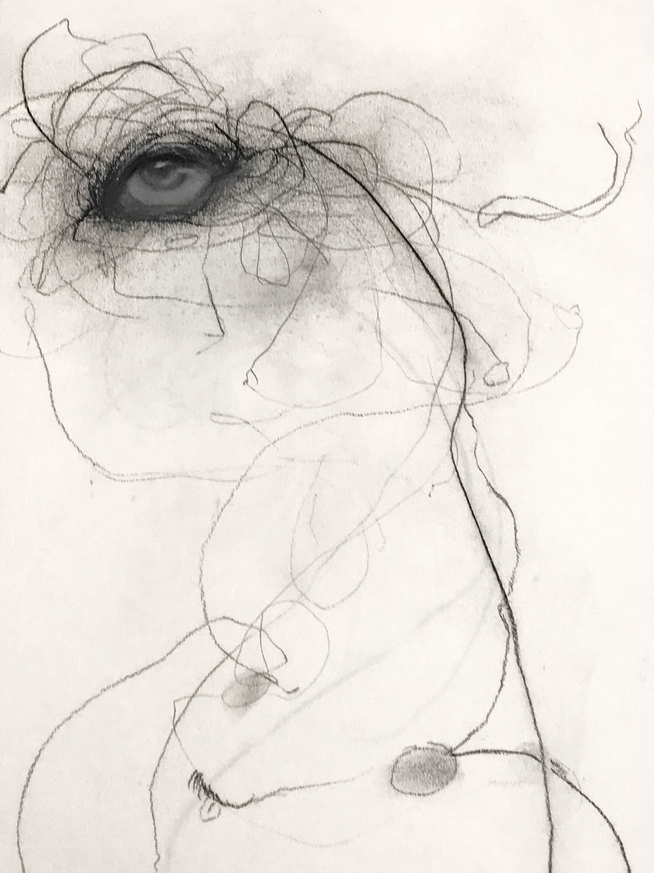 untitled figure, 10"x7", 2014, charcoal, pastel on watercolor paper