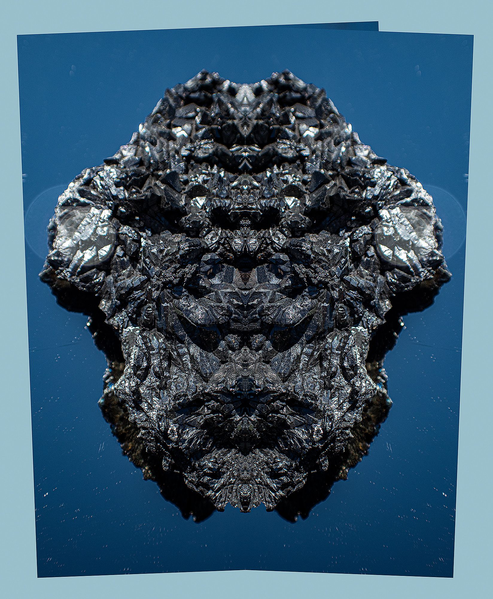 Black Aura Mask Cluster, 2019, 42'' × 36" Digital art, Fuji Crystal DP II Photo Print under ¼" (8 mm) thick Acrylic Glass with aluminum Dibond backing