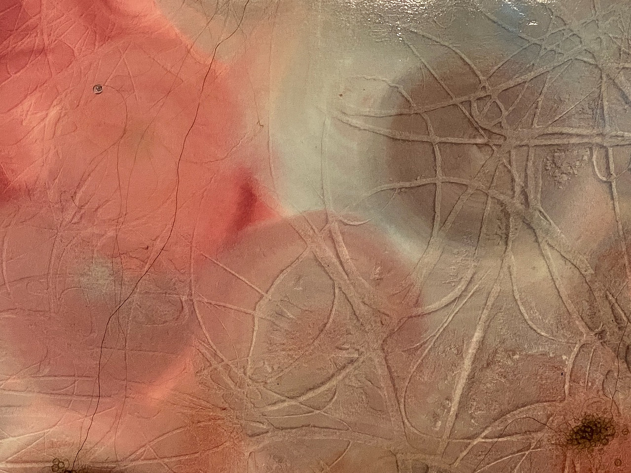 Coral I, detail, 56" x 56" 2002, watercolor, acrylic, ink, crayon, pencil on canvas