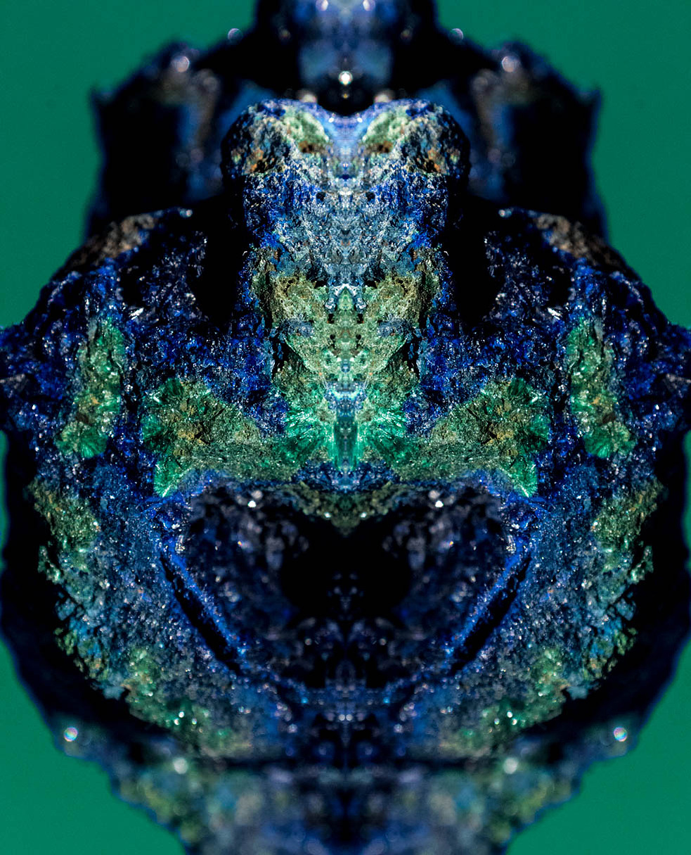 Malachite and azurite, 2019, 40'' × 30" Digital art, Fuji Crystal DP II Photo Print under ¼" (8 mm) thick Acrylic Glass with aluminum Dibond backing